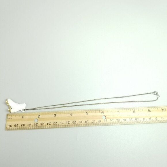 Vintage Roller Skate Pendant Necklace, White Enamel, Retro Style, Estate - Picture 6 of 9